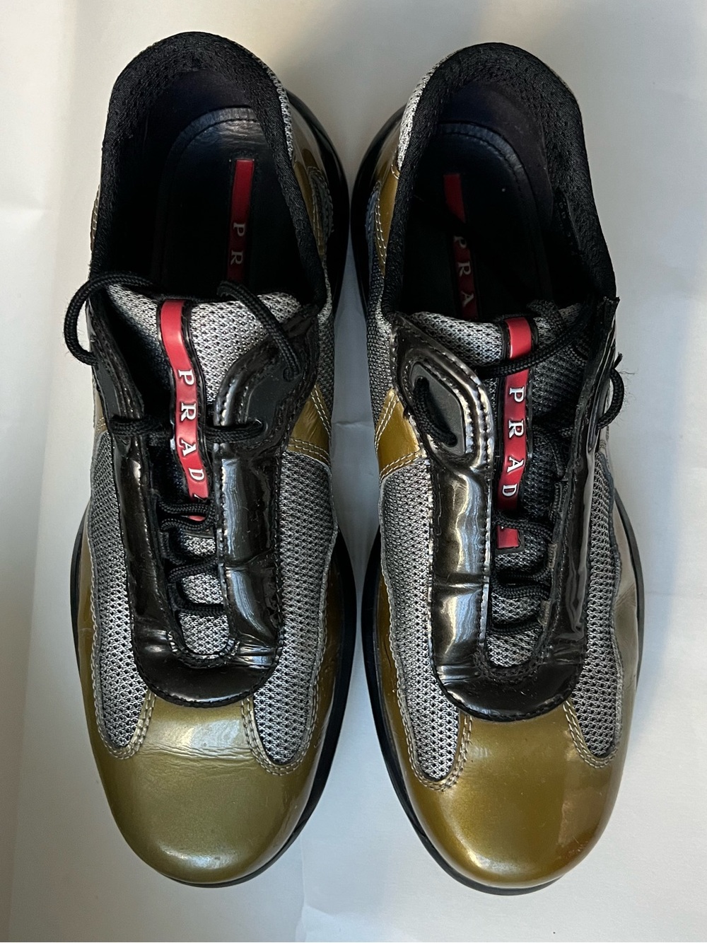 Prada Y2K vintage Leather & Mesh Sneakers